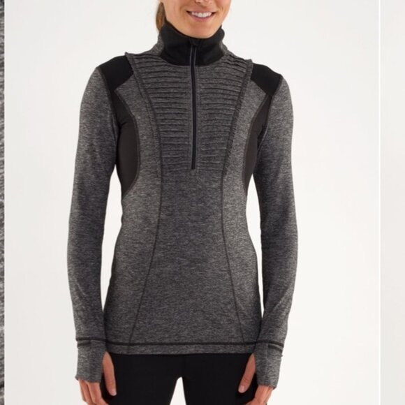 lululemon athletica Jackets & Blazers - Lululemon Run Your Heart Out Pullover (First Release) Heathered Black